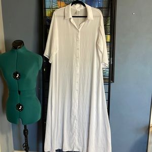 Sheer white button up dress Sz 12/14